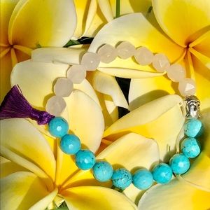 Lady Daisy turquoise & rose quartz Buddha bracelet